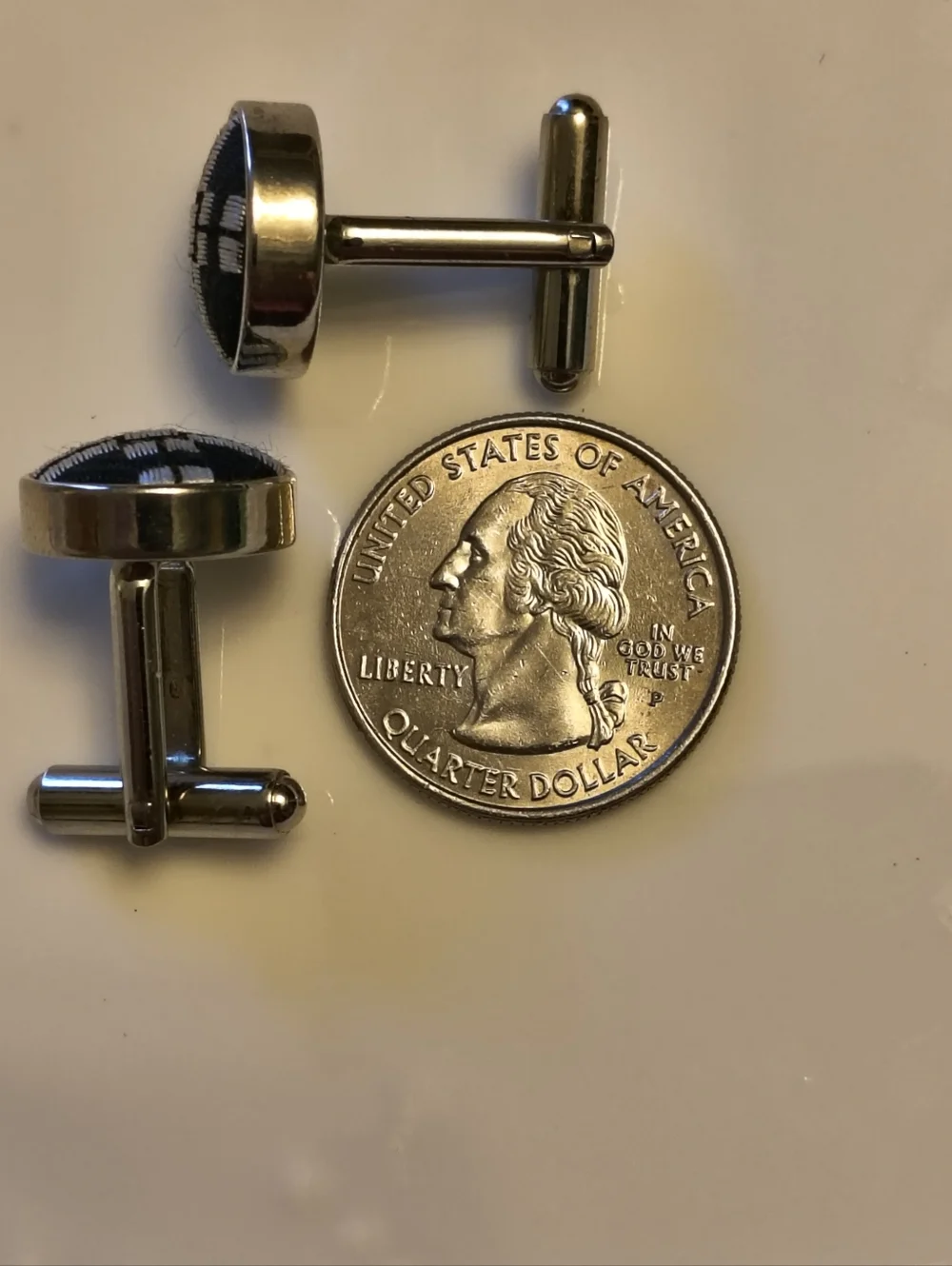 Men's Black and Silver Woven Vintage Pattern Cufflinks